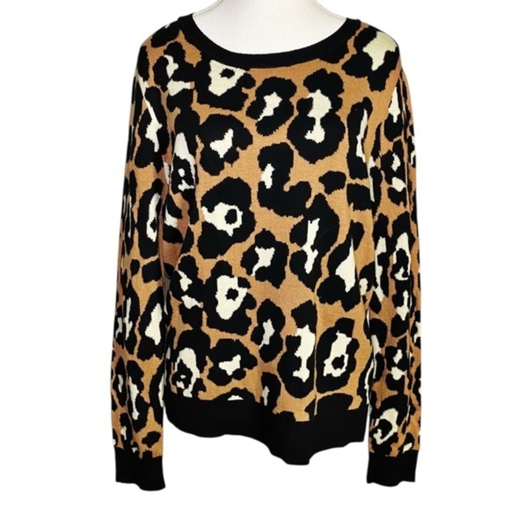 Saks Fifth Avenue Animal Print Knit Crew Neck Sweater